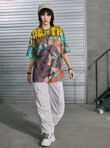 Nacheramosart Figure Graphic Drop Shoulder Tee - Multicolor - View 4