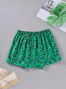 男士豹紋印花彈性腰帶平角內褲 - 綠色 - 查看 2