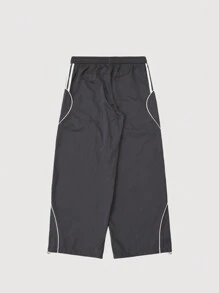 INFLATION Pantalones anchos con cordón en la cintura y ribete de contraste para hombres, para otoño