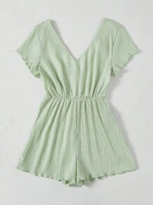 SHEIN VCAY Áo liền quần nữ Xù nhỏ màu trơn Giải trí - Màu xanh Bạc hà - Xem 3