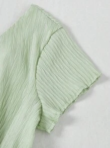 SHEIN VCAY Áo liền quần nữ Xù nhỏ màu trơn Giải trí - Màu xanh Bạc hà - Xem 5