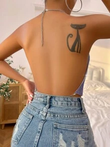 SHEIN Unity 垂領鏈條細節掛脖上衣 - 紫色 - 查看 2