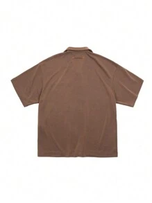 Áo thun có cổ Nam Túi màu trơn Giải trí - Cà phê nâu - Xem 3