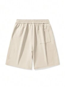 Men Drawstring Waist Slant Pocket Shorts
