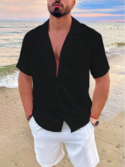 Men Solid Button Up Shirt