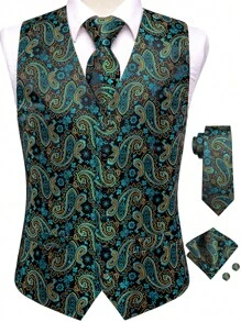 男士1入組佩斯利印花馬甲 - 彩色 - 查看 1