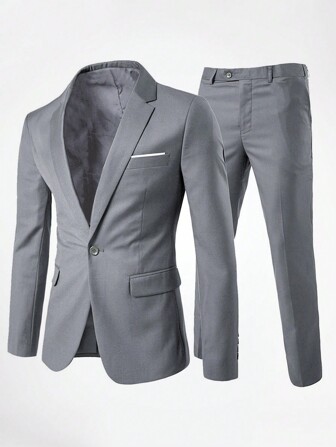 CLOUDSTYLE Men Single Button Blazer & Pants Suit