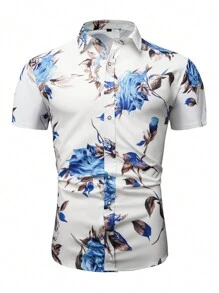 Nam In hoa Áo sơ mi & Eo dây rút Quần short - trắng - Xem 6