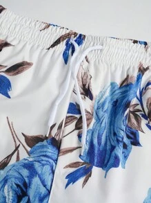 Nam In hoa Áo sơ mi & Eo dây rút Quần short - trắng - Xem 7