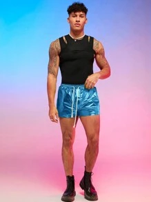 FeverCity Quần Short Nam Dây kéo Túi màu trơn Giải trí - Màu xanh lam - Xem 6