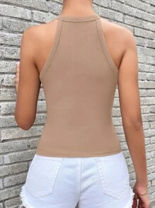 Chiquease Button Detail Halter Top