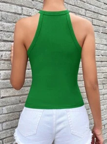 Chiquease Top halter con diseño de botón - Verde - Ver 2