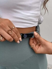 SHEIN 孕婦素色可調節腰圍直筒褲 - 薄荷綠 - 查看 3