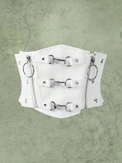 Fairycore 1pc Women Star Decor Zipper & Buckle Decor Punk Corset Belt