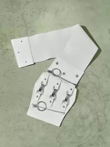 ROMWE Fairycore 1pc Women Star Decor Zipper & Buckle Decor Punk Corset Belt