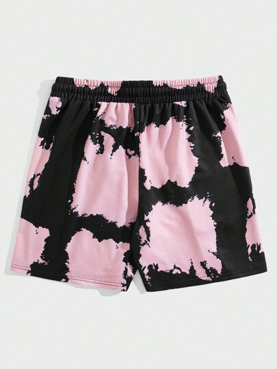 Street Life Guys Tie Dye Cross & Letter Graphic Drawstring Waist Shorts