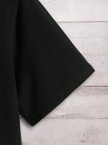 RueChic 100%Cotton Men's Round Neck Christmas Printed T-Shirt - Black - View 4