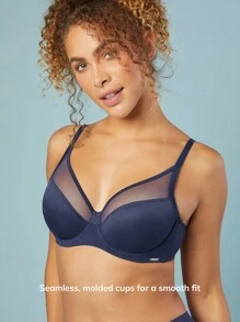 LUVLETTE Sujetador de camiseta sin relleno con varillas y escote pronunciado - Azul - Ver 5