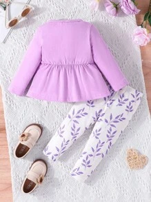 Baby Girls' Cute Bow Knot Long Sleeve 2Pcs Outfit Set For Autumn - Multicolor - View 2