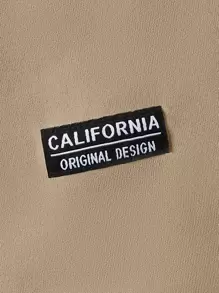 Manfinity VCAY Áo thun nam họa tiết vá hình khẩu hiệu, mùa hè - Màu Khaki - Xem 3