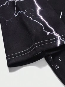 ROMWE MEN Anime Áo thun & Áo lót Nam Con số Lá thư Đường phố - màu đen - Xem 3