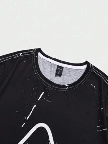 ROMWE MEN Anime Áo thun & Áo lót Nam Con số Lá thư Đường phố - màu đen - Xem 4