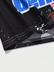 ROMWE MEN Anime Áo thun & Áo lót Nam Con số Lá thư Đường phố - màu đen - Xem 5