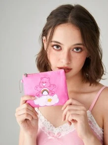 ROMWE X Care Bears 小購物袋帶零錢包可愛標語卡通圖案粉色 - 粉色 - 查看 5