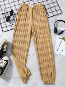 SHEIN Quần Trai Đắp vá màu trơn Giải trí - Lạc đà - Xem 1