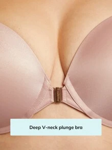 LUVLETTE Dream Curve Support + Front-Close Satin Push Up T-Shirt Bra - Pink - View 4