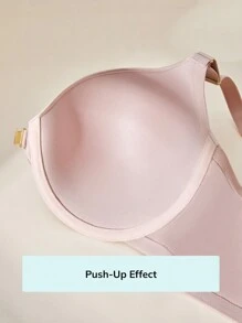 LUVLETTE Dream Curve Support + Front-Close Satin Push Up T-Shirt Bra - Pink - View 6