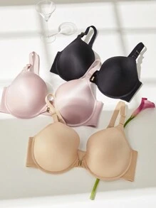 LUVLETTE Dream Curve Support + Front-Close Satin Push Up T-Shirt Bra - Pink - View 10