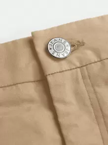 SHEIN Girlism 适合少女的带盖口袋编织休闲裙 - 卡其色 - 查看 4