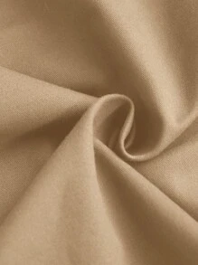 SHEIN Girlism 适合少女的带盖口袋编织休闲裙 - 卡其色 - 查看 5