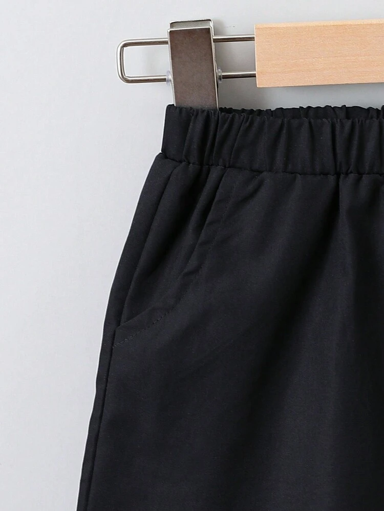 SHEIN Toddler Boys Reflective Letter Graphic Track Shorts - Black - View 5