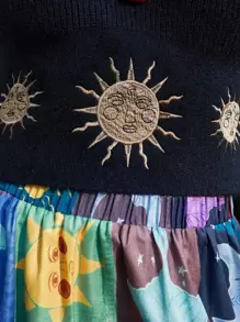 ROMWE Hippie Áo dệt kim nữ Lộ Lưng Buộc lại Đồ họa Boho - màu đen - Xem 9