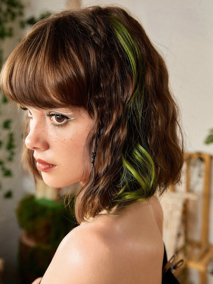 ROMWE Fairycore 2入組綠色卷合成纖維接髮 - 綠色 - 查看 1