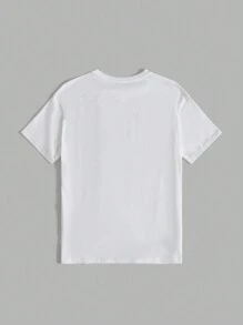 SHEIN 青少年女孩字母與蝴蝶印花T恤 - 白色 - 查看 2