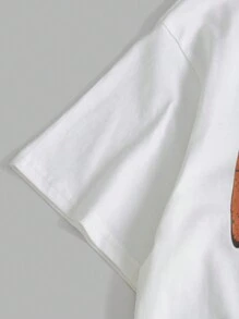 SHEIN 青少年女孩字母與蝴蝶印花T恤 - 白色 - 查看 3