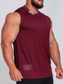 Manfinity Sport Corelite Hombres Top tank deportivo con estampado de slogan - Burdeos - Ver 1