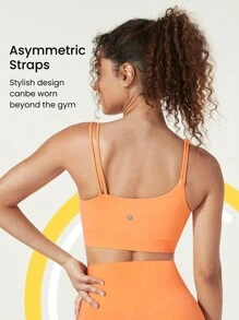 GLOWMODE FeatherFit™ Asymmetric Strap Sports Bra - Cantaloupe Yellow - View 2