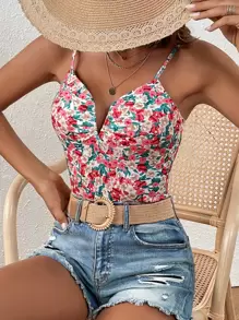 SHEIN VCAY 碎花吊帶上衣 - 彩色 - 查看 1