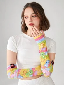 ROMWE X Care Bears 1pc Women Cartoon Bear Pattern Arm Sleeves - Multicolor - View 3