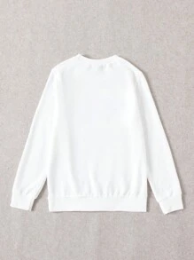 SHEIN Girls Letter Graphic Sweatshirt - White - View 2