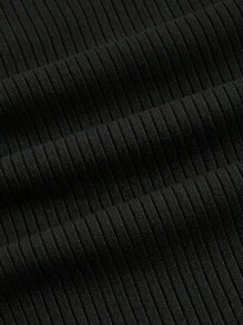 SHEIN Girlism Teen Girls Colourblock Button Front Tee - Black - View 4