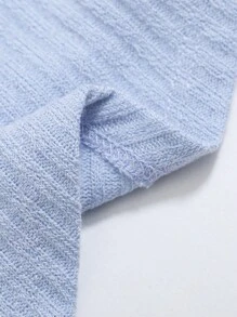 SHEIN Leap Crew Tank Tops & Camis Bé Gái Bất đối xứng Gân đan màu trơn Giải trí - Màu xanh nhạt - Xem 3