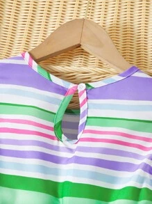 SHEIN Tween Girl Striped Ruffle Trim Dress - Multicolor - View 5