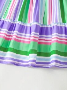 SHEIN Tween Girl Striped Ruffle Trim Dress - Multicolor - View 7