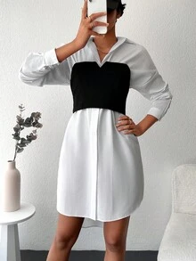 EURMUSE Vestido camisero con botón delantero de hombros caídos sin top tubo - Blanco - Ver 5