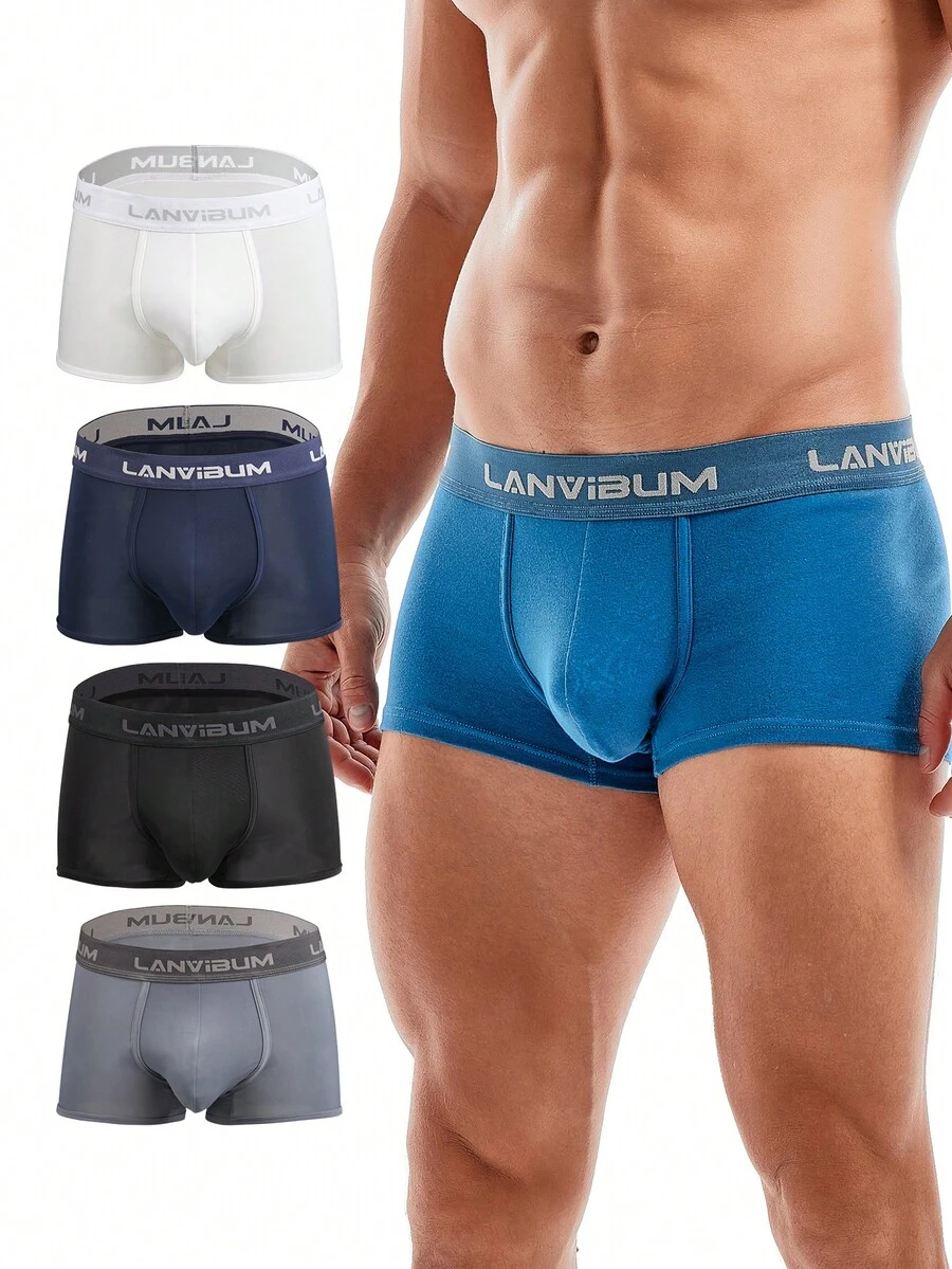 Men 5pcs Letter Graphic Boxer Brief - Multicolor - View 1